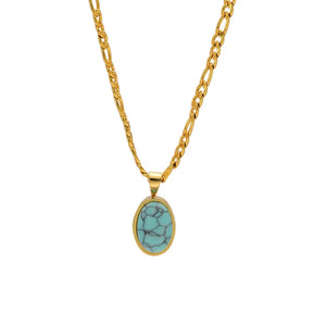 Vintage Natural Ellipse Charms Thick Chain Choker Necklace