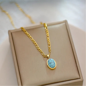 Vintage Natural Ellipse Charms Thick Chain Choker Necklace