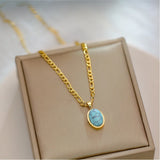 Vintage Natural Ellipse Charms Thick Chain Choker Necklace