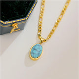 Vintage Natural Ellipse Charms Thick Chain Choker Necklace