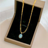 Vintage Natural Ellipse Charms Thick Chain Choker Necklace