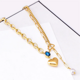 316L SS Water Drop Zircon Heart Choker Necklace Pendant