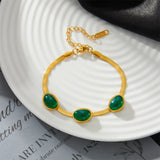 316L SS Green Zircon Charm Chain Bracelet Women