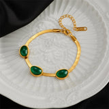 316L SS Green Zircon Charm Chain Bracelet Women
