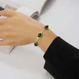 316L SS Green Zircon Charm Chain Bracelet Women