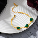 316L SS Green Zircon Charm Chain Bracelet Women