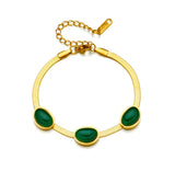 316L SS Green Zircon Charm Chain Bracelet Women