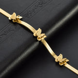 316L Stainless Steel Butterflies Charm Flat Snake Bone Chain Bracelet