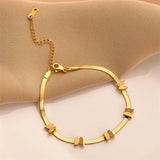 316L Stainless Steel Butterflies Charm Flat Snake Bone Chain Bracelet