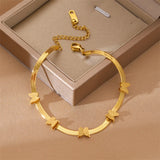 316L Stainless Steel Butterflies Charm Flat Snake Bone Chain Bracelet