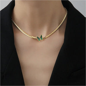 Butterfly Charms Chain Choker Necklace Anklet Set