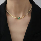 Butterfly Charms Chain Choker Necklace Anklet Set