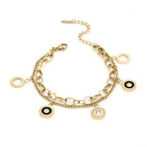 316L Stainless Steel Zircon Shells Roman Letters Chain Bracelet