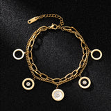 316L Stainless Steel Zircon Shells Roman Letters Chain Bracelet