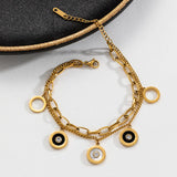 316L Stainless Steel Zircon Shells Roman Letters Chain Bracelet