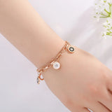 316L Stainless Steel Zircon Shells Roman Letters Chain Bracelet