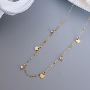 316L Stainless Steel Heart Charms Chain Choker Necklace