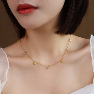316L Stainless Steel Heart Charms Chain Choker Necklace