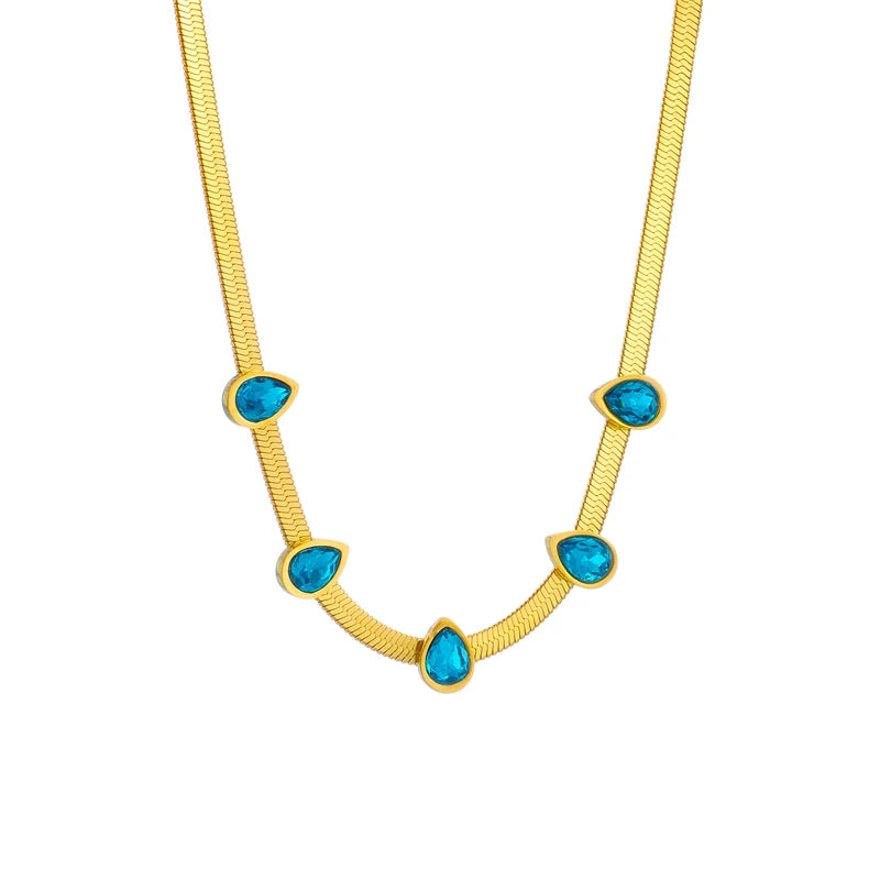 316L Stainless Steel Zircon Charms Choker Necklace
