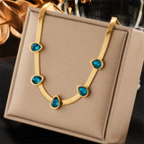 316L Stainless Steel Zircon Charms Choker Necklace
