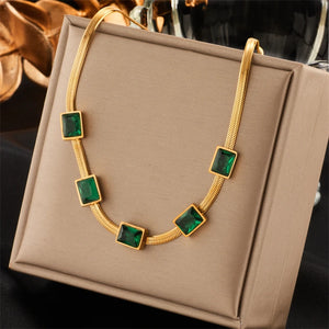 316L Stainless Steel Zircon Charm Choker Necklace for Women