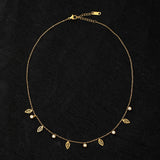 316L Stainless Steel Zircon Many Leaves Chain Choker Necklace for Women