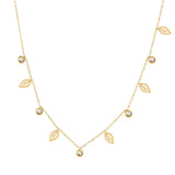 316L Stainless Steel Zircon Many Leaves Chain Choker Necklace for Women