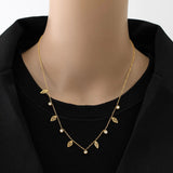 316L Stainless Steel Zircon Many Leaves Chain Choker Necklace for Women
