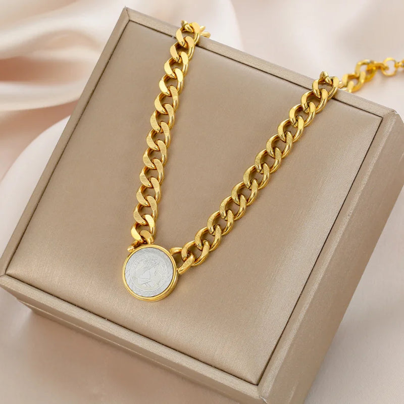 316L Stainless Steel Queen Avatar Chunky Chain Choker Necklace