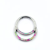316L SS Nose Ring with Opal Inlay Minimalist Punk Piercing