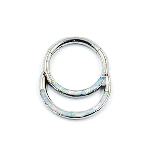 316L SS Nose Ring with Opal Inlay Minimalist Punk Piercing