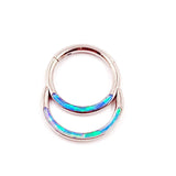 316L SS Nose Ring with Opal Inlay Minimalist Punk Piercing