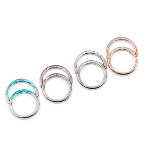 316L SS Nose Ring with Opal Inlay Minimalist Punk Piercing