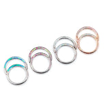 316L SS Nose Ring with Opal Inlay Minimalist Punk Piercing