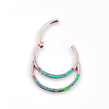 316L SS Nose Ring with Opal Inlay Minimalist Punk Piercing