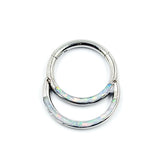 316L SS Nose Ring with Opal Inlay Minimalist Punk Piercing