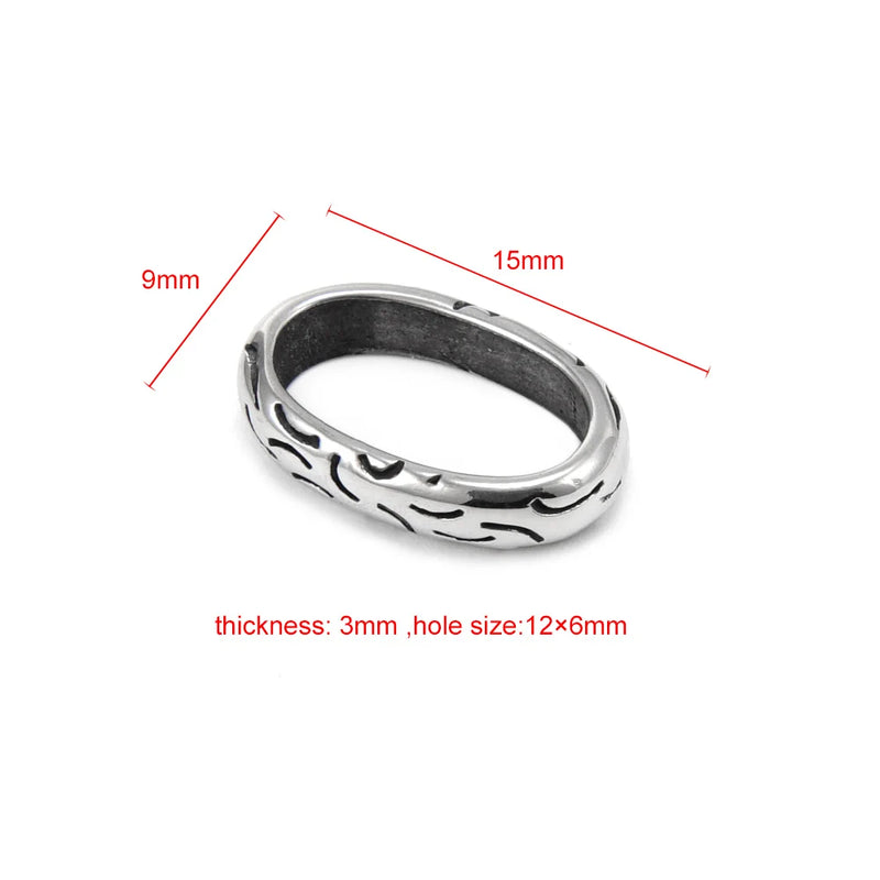 316L Stainless Steel Oval Slide Beads 12x6mm DIY Jewelry Men's Accessories
