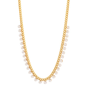 316L Stainless Steel Pearl Tassel Necklace for Women
