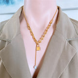 316L Stainless Steel Pearl Tassel U-shaped Chain Pendant