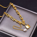 316L Stainless Steel Pearl Tassel U-shaped Chain Pendant