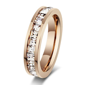 Rose Gold Plated CZ Ring Band Women's Engagement