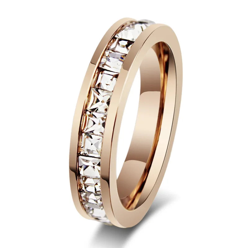 Rose Gold Plated CZ Ring Band Women's Engagement
