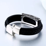 316L Stainless Steel Turquoise Leather Men's Hand Chain Bracelet