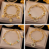 316L Stainless Steel Retro Minority Drop Painting Titanium Steel Charm Bracelet