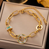 316L Stainless Steel Retro Minority Drop Painting Titanium Steel Charm Bracelet