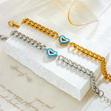 316L Stainless Steel Retro Drop Oil Heart Connection Women's Bracelet