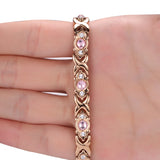 316L Stainless Steel Rhinestone Bracelet Women Rose Gold 4IN1 Magnetic