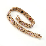 316L Stainless Steel Rhinestone Bracelet Women Rose Gold 4IN1 Magnetic