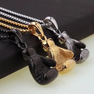 316L Stainless Steel 3D Boxing Glove Charm Men's Necklace