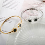 316L Stainless Steel Roman Numerals Crystal Charm Bangle